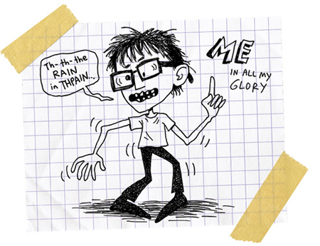 Cartoon from printed page 5 of the novel.