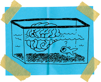 Cartoon from printed page 22 of the novel.