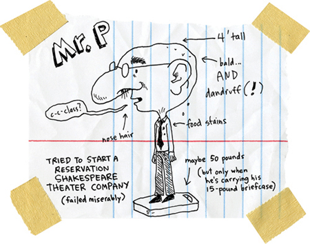 Cartoon from printed page 29 of the novel.