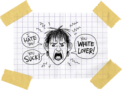 Cartoon from printed page 53 of the novel.