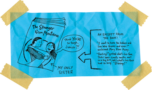 Cartoon from printed page 90 of the novel.