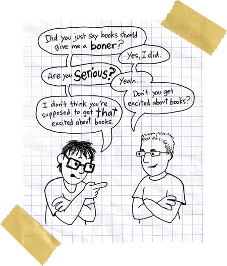 Cartoon from printed page 96 of the novel.