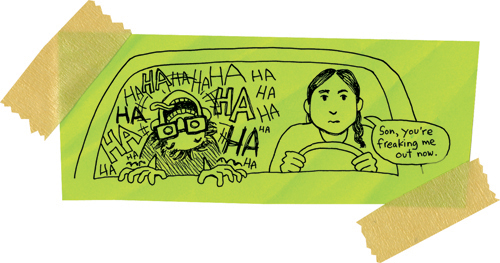 Cartoon from printed page 204 of the novel.