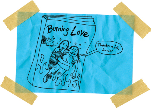 Cartoon from printed page 213 of the novel.